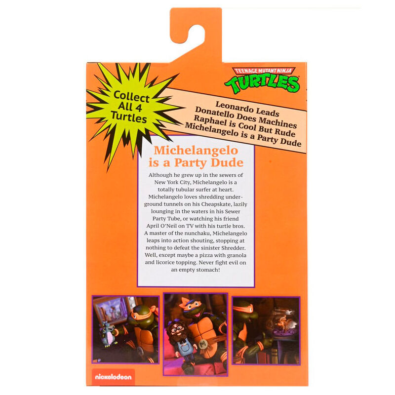 Figura Ultimate Michelangelo VHS Cartoon Tortugas Ninja 18cm NECA
