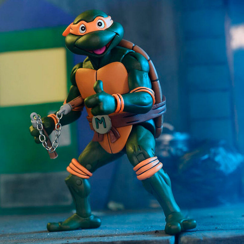 Figura Ultimate Michelangelo VHS Cartoon Tortugas Ninja 18cm NECA