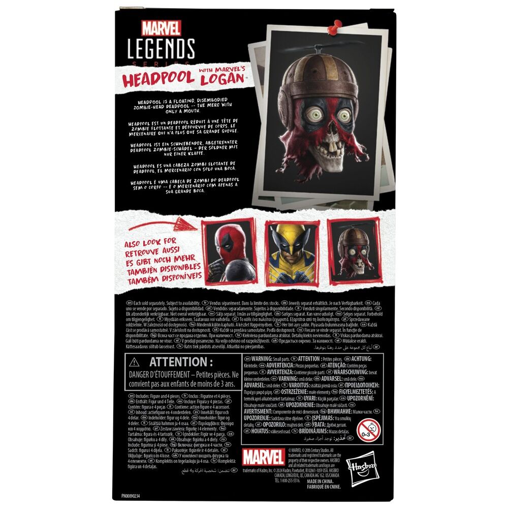Figura Headpool with Marvels Logan - Deadpool & Wolverine Marvel Legends Series 15cm HASBRO