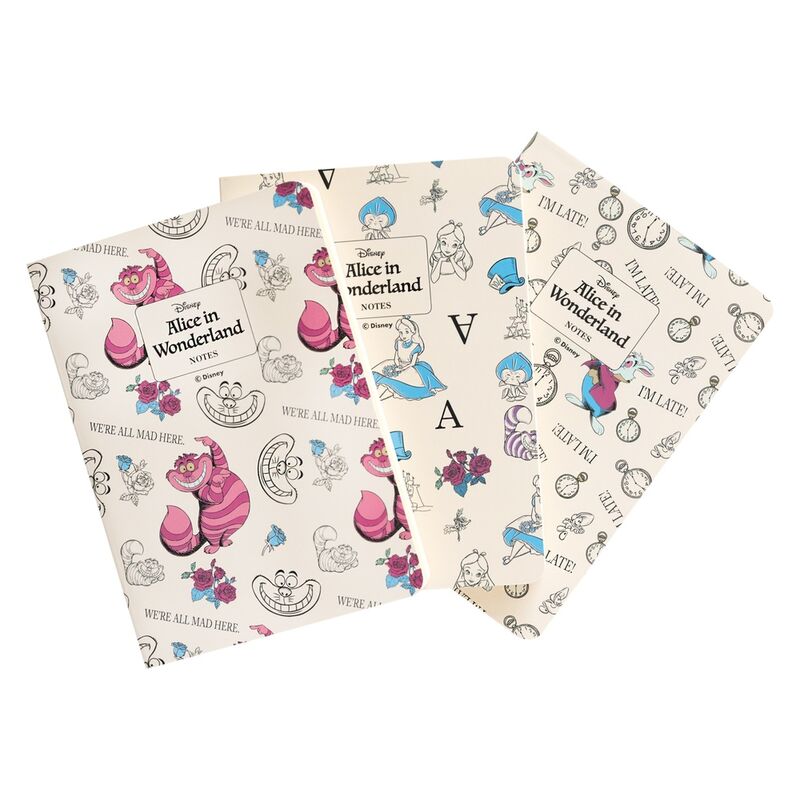 Set 3 cuadernos A6 Alicia en el Pais de las Maravillas Disney ERIK