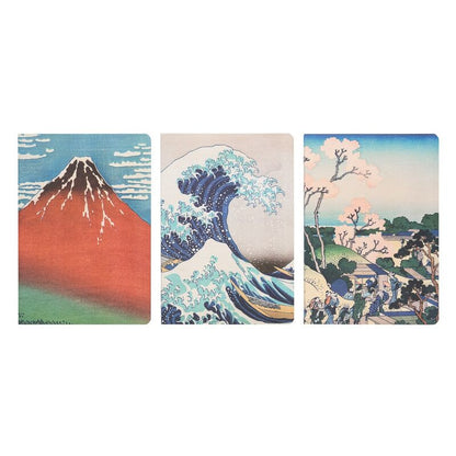 Set 3 cuadernos A5 La Gran Ola de Kanagawa Hokusai ERIK