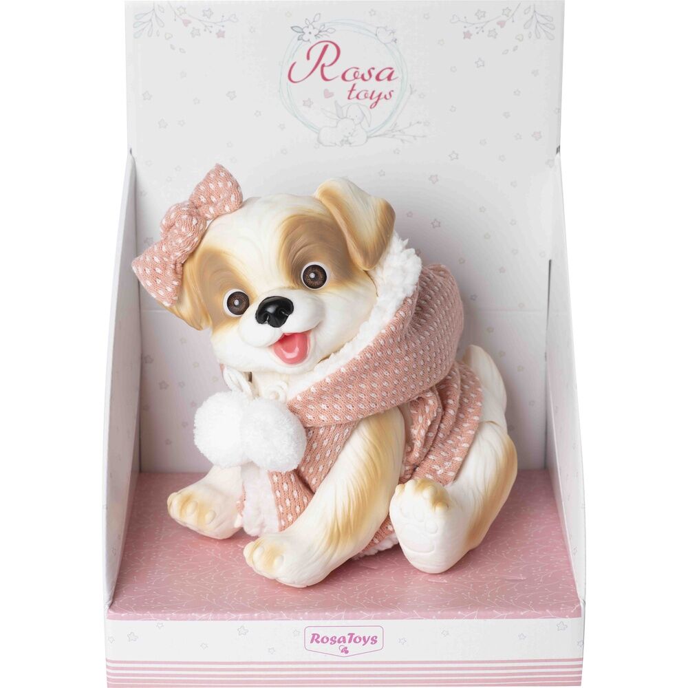 Muñeco bebe reborn perrito chaleco ROSA TOYS