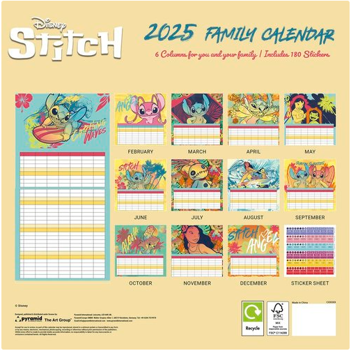 Calendario planificador familiar Stitch Disney PYRAMID