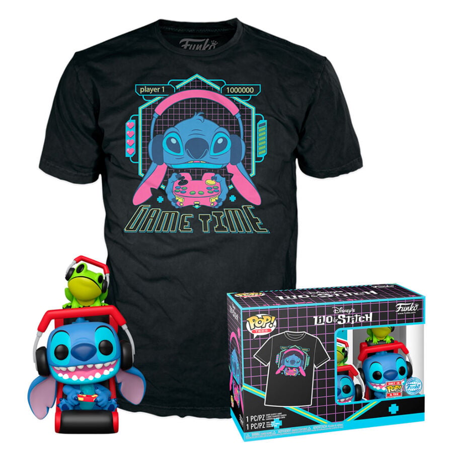 Set figura POP & Tee Disney Stitch Gamer Stitch with Frog FUNKO