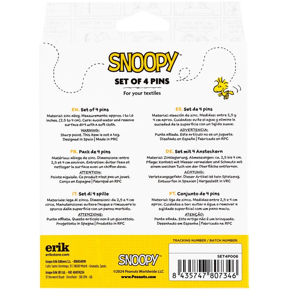 Set 4 pins Snoopy ERIK