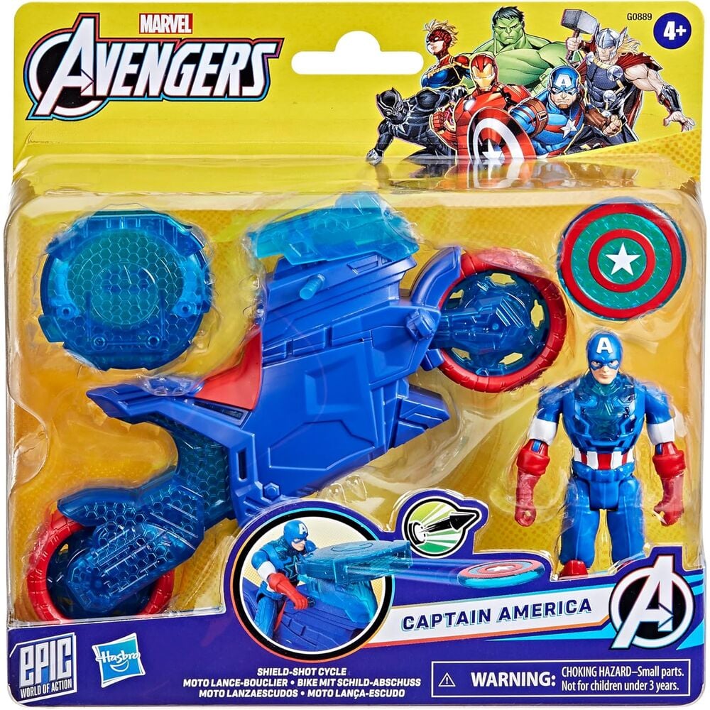 Moto Lanzaescudos + figura Capitan America Los Vengadores Avengers Marvel HASBRO