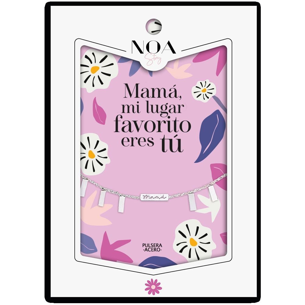Pulsera Mama acero plateado - Mama Mi Lugar Favorito Eres Tu NOA STORY