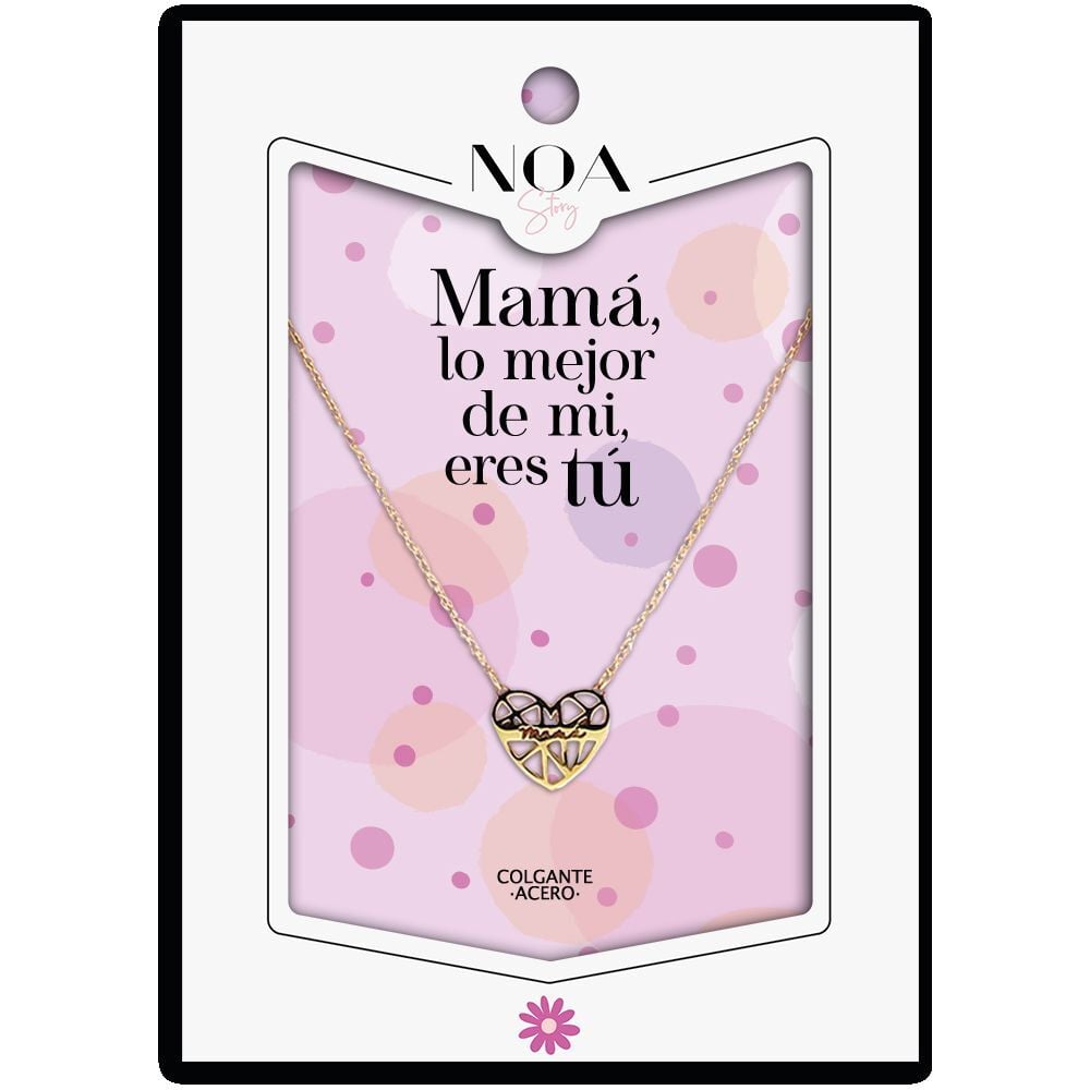 Colgante corazon Mama acero dorado - Mama Lo Mejor de mi Vida Eres Tu NOA STORY