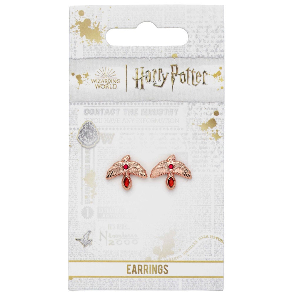 Pendientes Fawkes Rose Gold Harry Potter THE CARAT SHOP