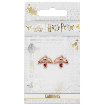 Pendientes Fawkes Rose Gold Harry Potter THE CARAT SHOP
