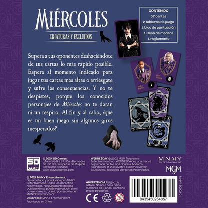 Juego de cartas Criaturas y Excluidos Miercoles Wednesday español SD GAMES