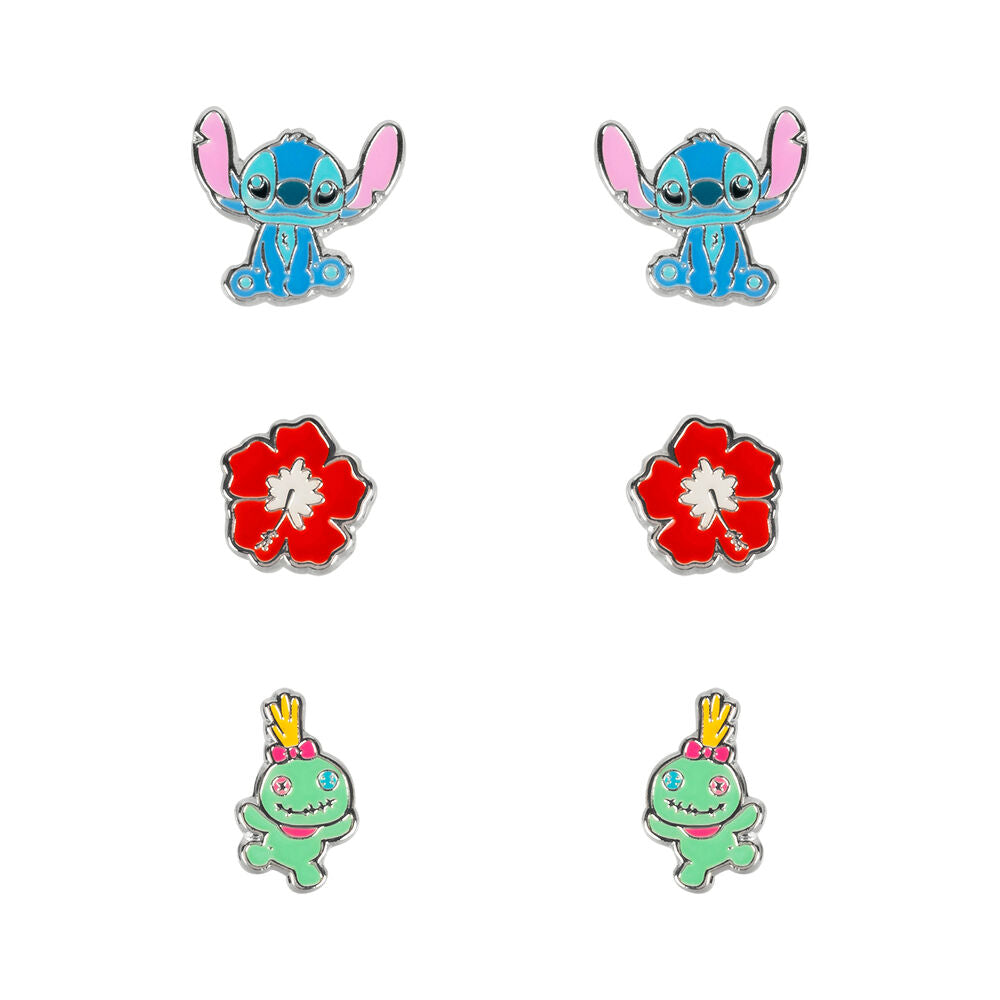 Set 3 Pares de pendientes Stitch Disney plata PEERS HARDY
