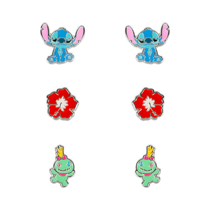 Set 3 Pares de pendientes Stitch Disney plata PEERS HARDY