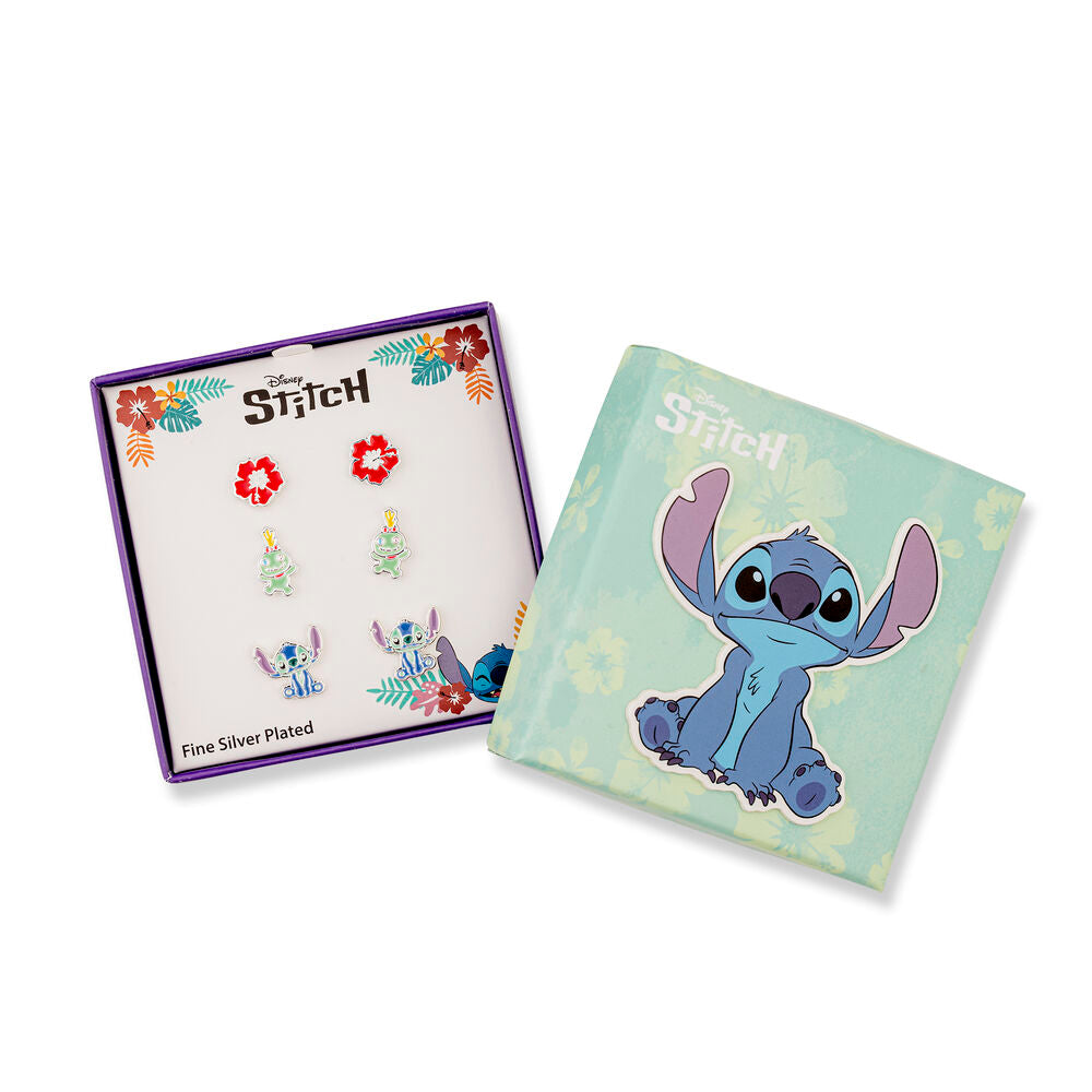 Set 3 Pares de pendientes Stitch Disney plata PEERS HARDY
