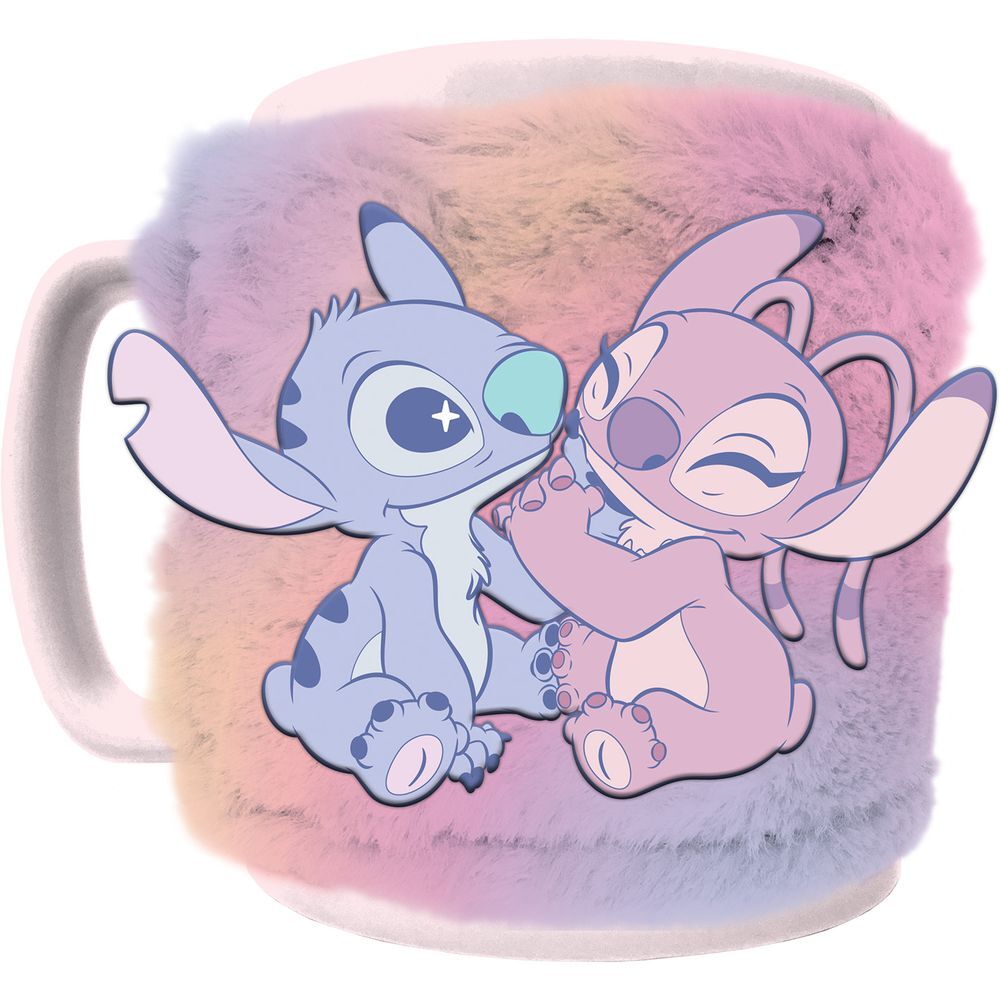 Taza funda de peluche Angel & Stitch Disney 440ml PYRAMID
