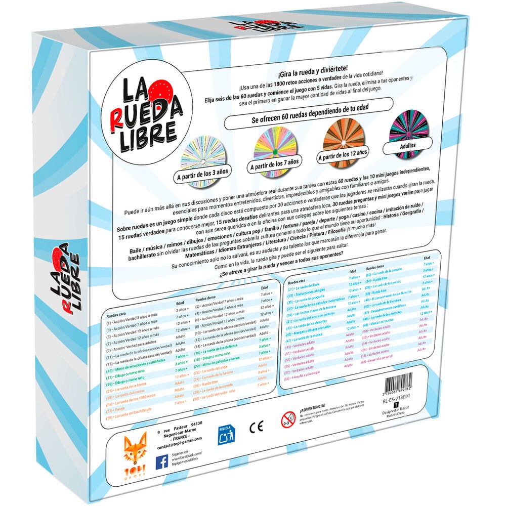 Juego de mesa La Rueda Libre español TOPI GAMES