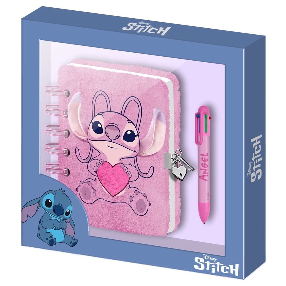 Diario peluche + Boligrafo Corazon Angel Stitch Disney KARACTERMANIA