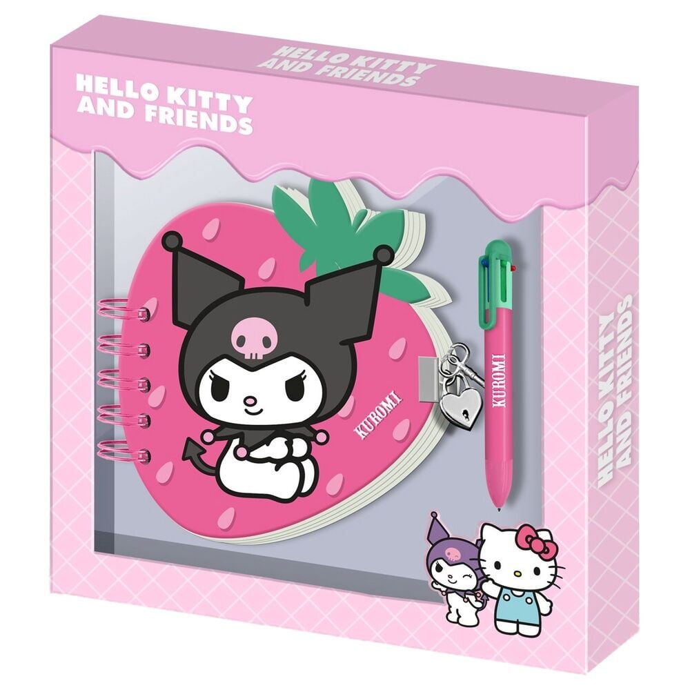 Diario + Boligrafo Fresa Kuromi Hello Kitty KARACTERMANIA