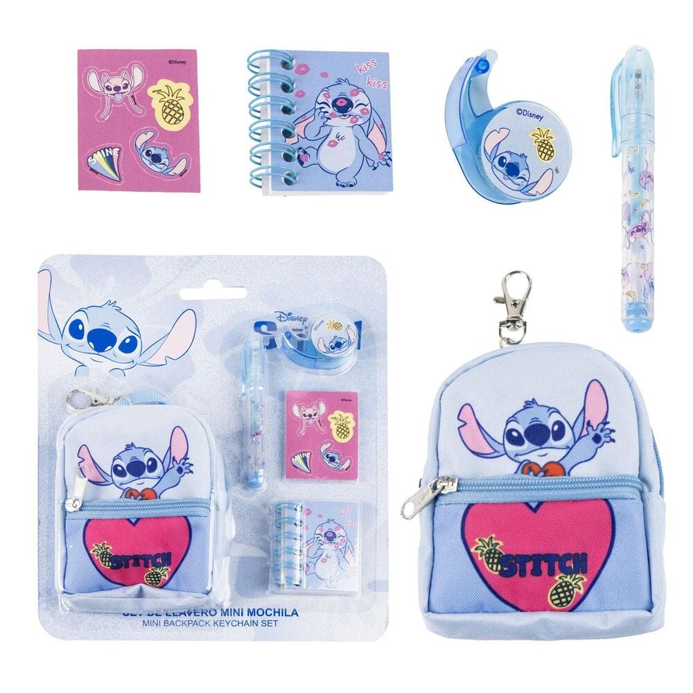 Set papeleria Mini Mochila Stitch Disney CERDÁ