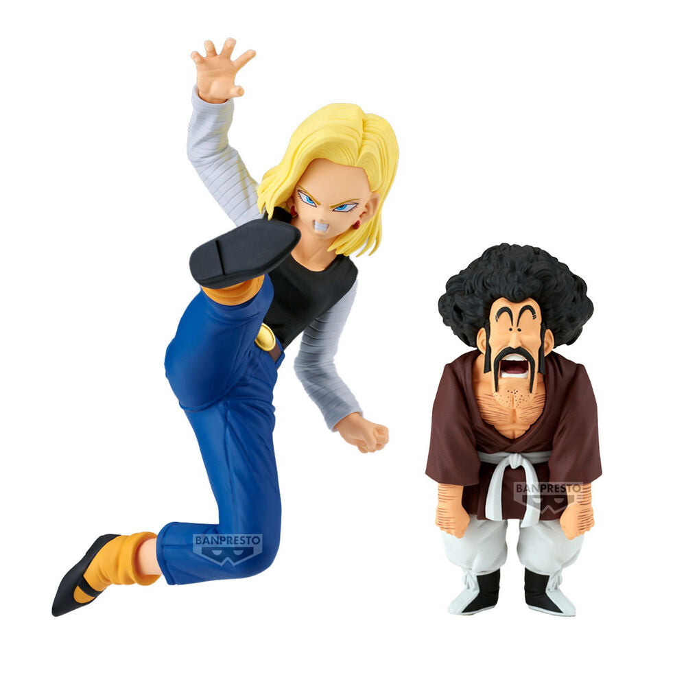 Set 2 figures Android 18 & Mr. Satan Match Makers Dragon Ball Z 11-8cm BANPRESTO