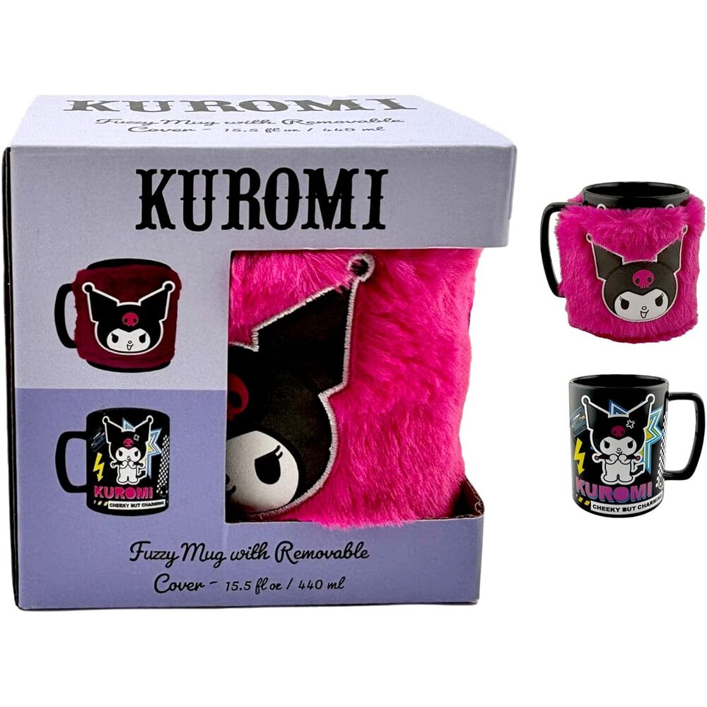 Taza funda de peluche Kuromi Hello Kitty 440ml PYRAMID