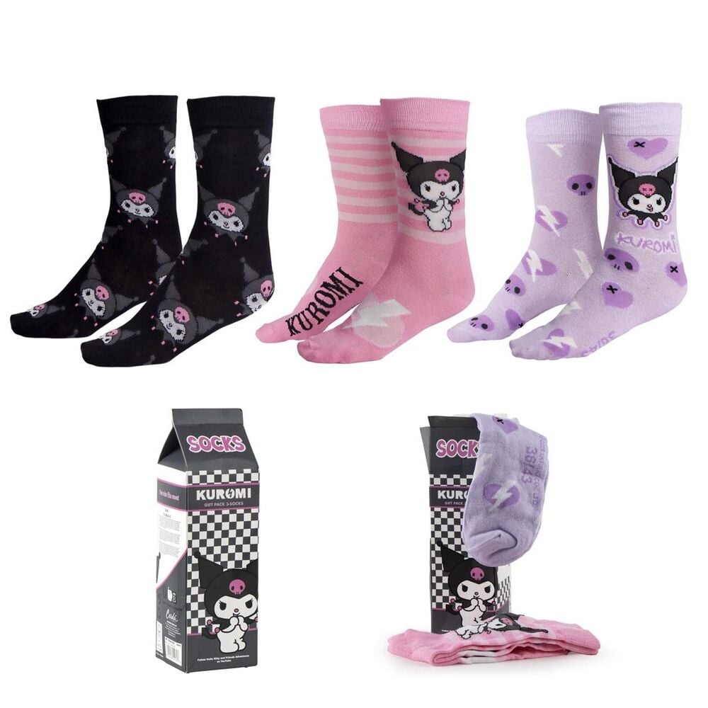 Set 3 calcetines Kuromi Hello Kitty adulto CERDÁ