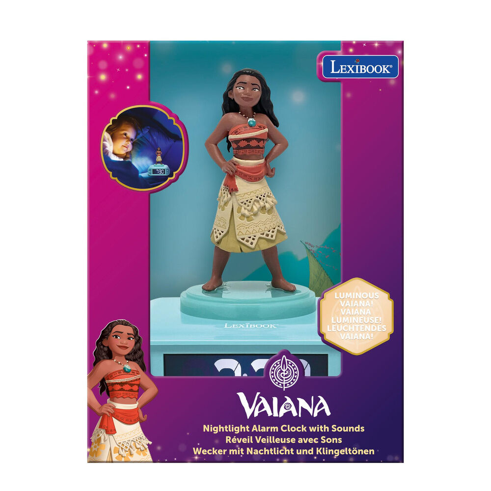 Reloj Despertador Luz Nocturna 3D Vaiana Moana Disney LEXIBOOK