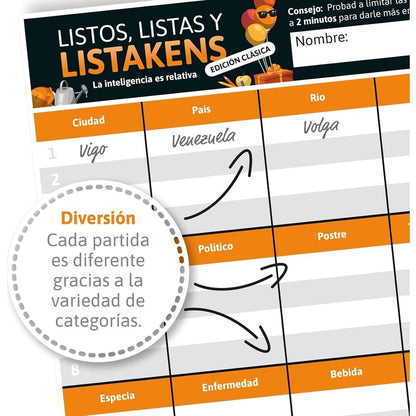 Juego mesa Listos Listas y Listakens español SD GAMES