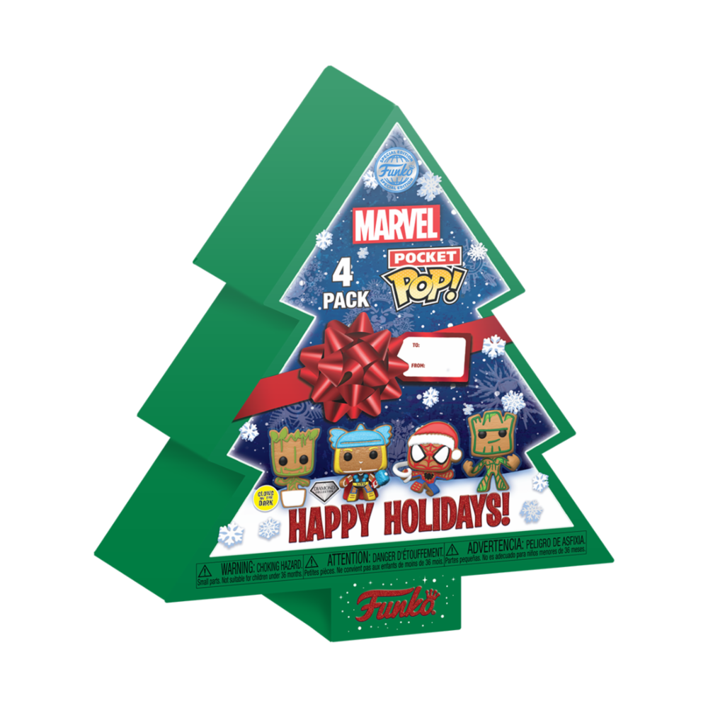 Arbol Navidad con 4 figuras Pocket POP Marvel Tree Holiday Exclusive FUNKO