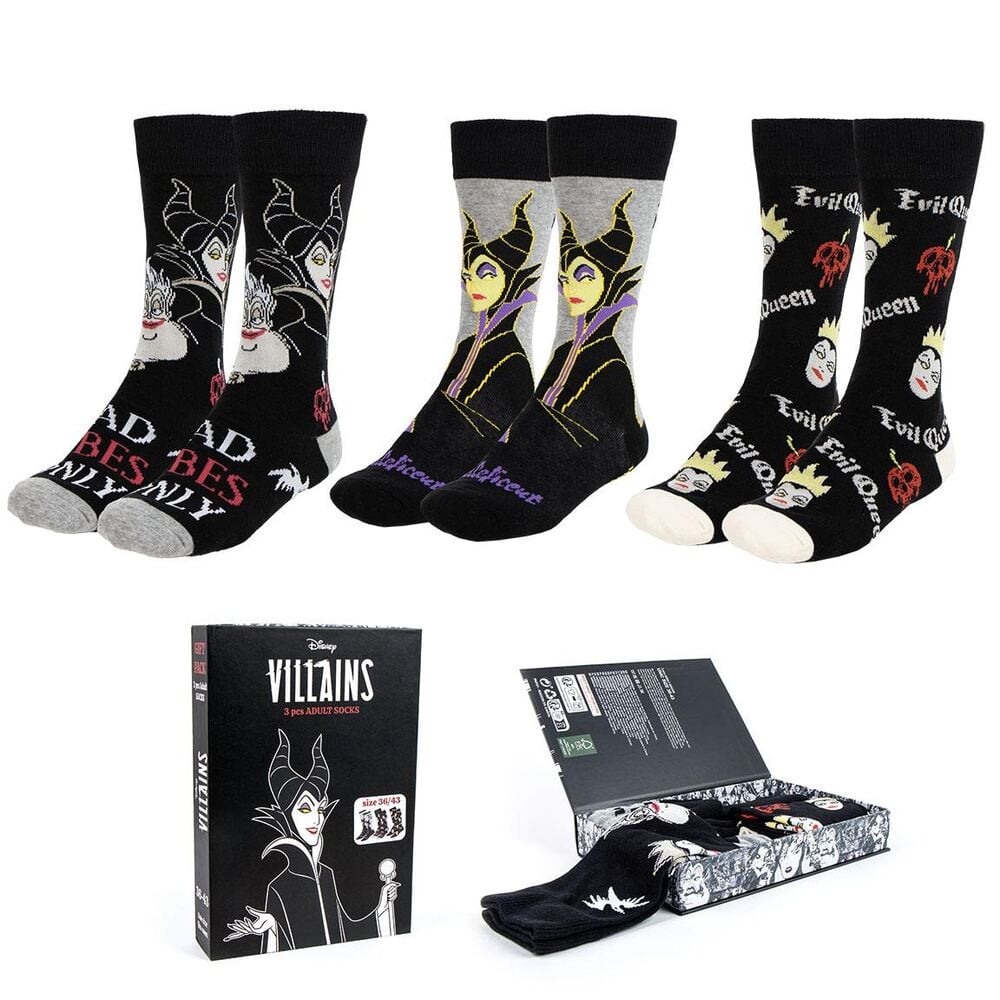Set 3 calcetines Villanas Disney adulto CERDÁ