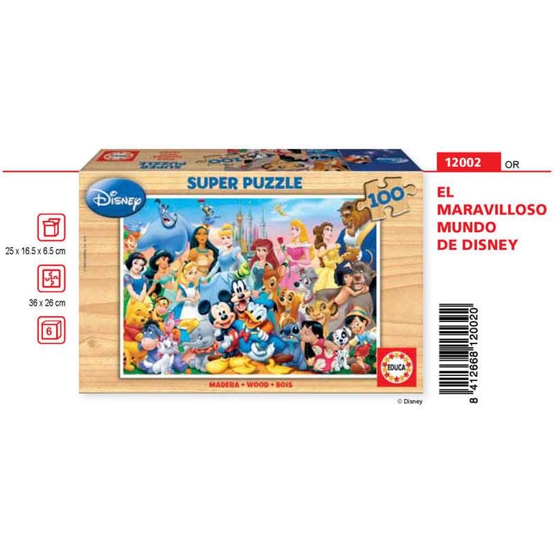 Puzzle El Maravilloso Mundo de Disney madera 100pzs EDUCA BORRAS