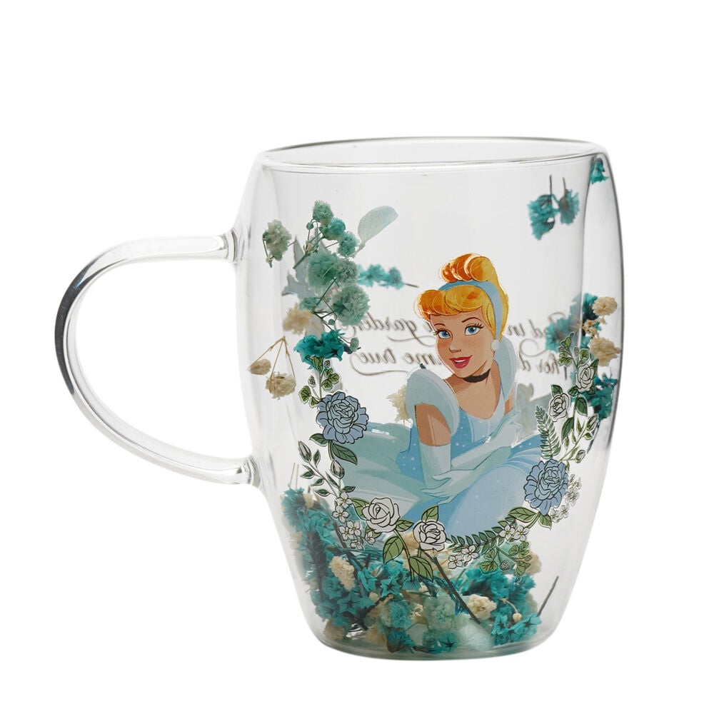Taza cristal flores secas Cenicienta Princesas Disney WIDDOP & CO