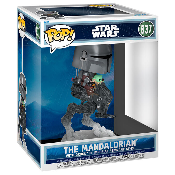 Figura POP Rides Deluxe Star Wars Mandalorian & Grogu The Mandalorian with Grogu in Imperial Remnant AT-RT FUNKO