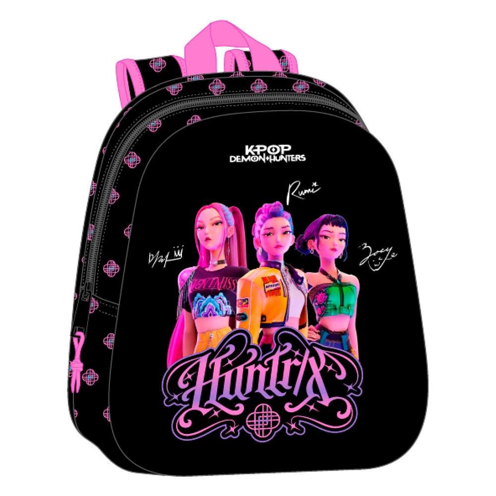 Mochila 3D Negra KPop Demon Hunters 33cm SAFTA
