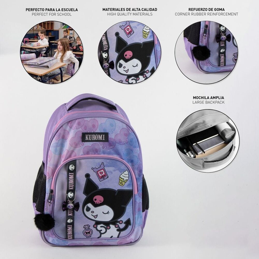 Mochila Kuromi Hello Kitty 42cm adaptable CERDÁ
