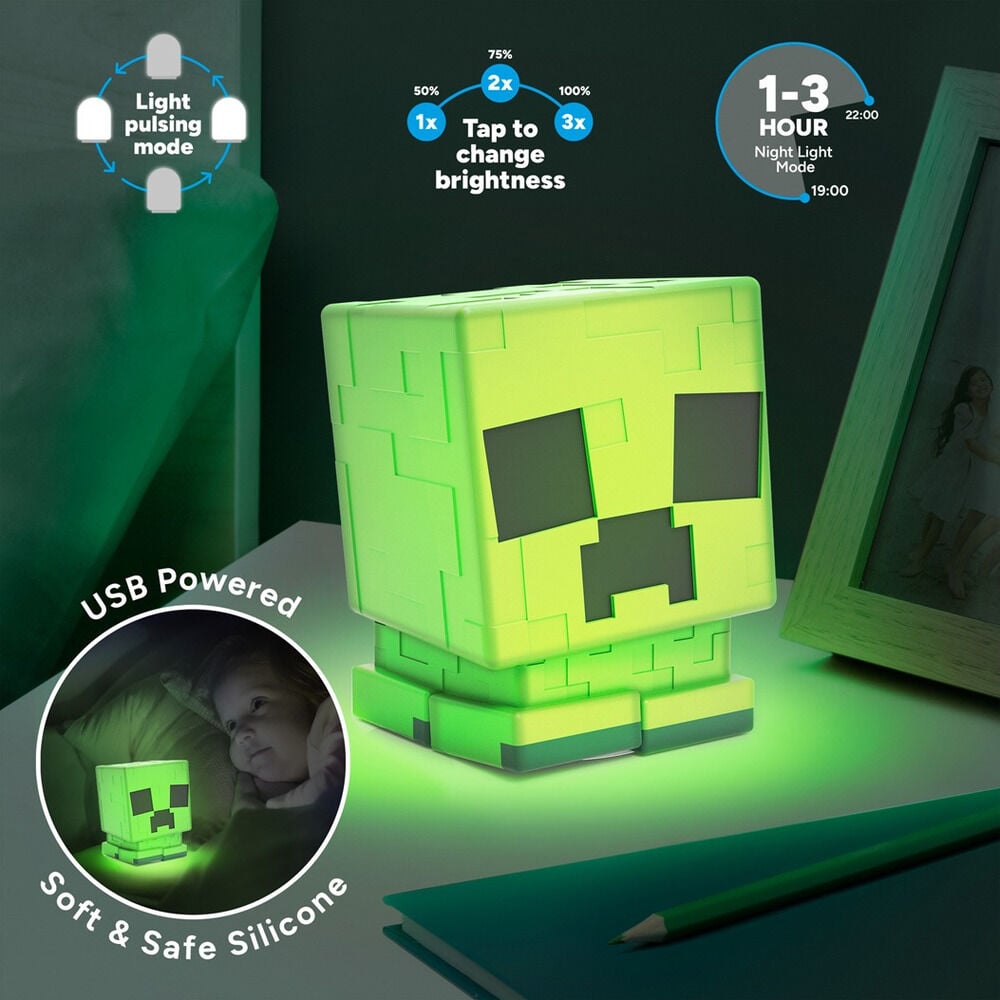 Lampara silicona Creeper SquishyGlo Minecraft PALADONE