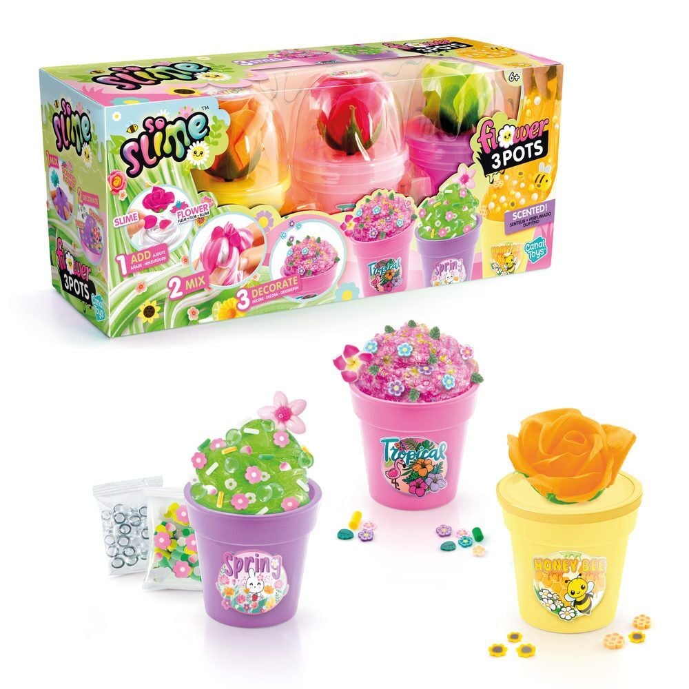 Set 3 macetas flores Slime Flower CANAL TOYS