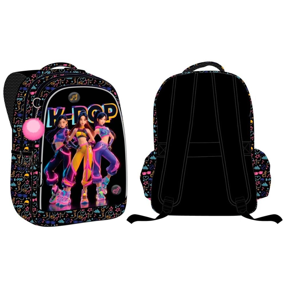 Mochila llavero pompon + pines metal KPop 43cm ociostock