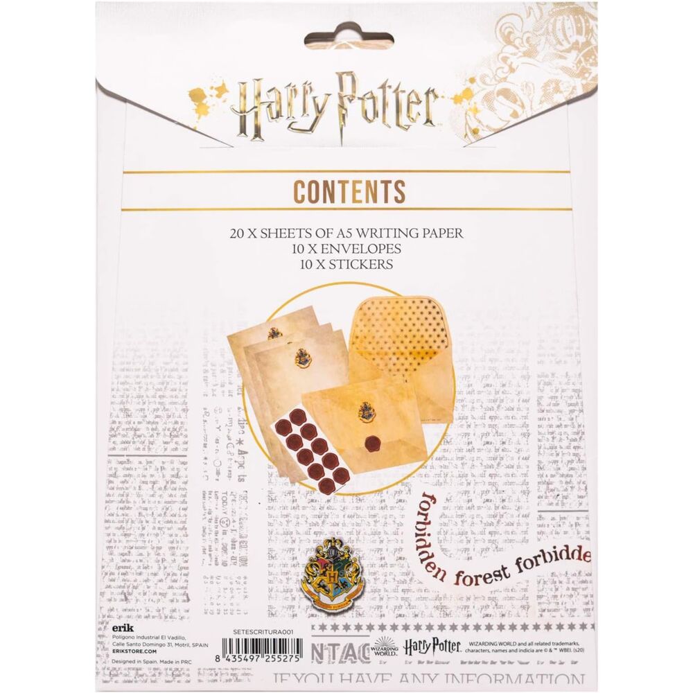 Set escritura cartas Hogwarts Harry Potter PALADONE