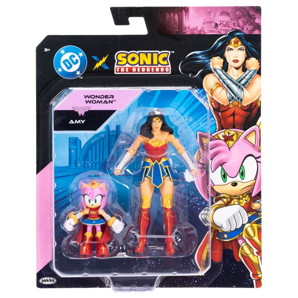 Figura Amy & Wonder Woman Sonic The Hedgehog x Dc Comics JAKKS PACIFIC