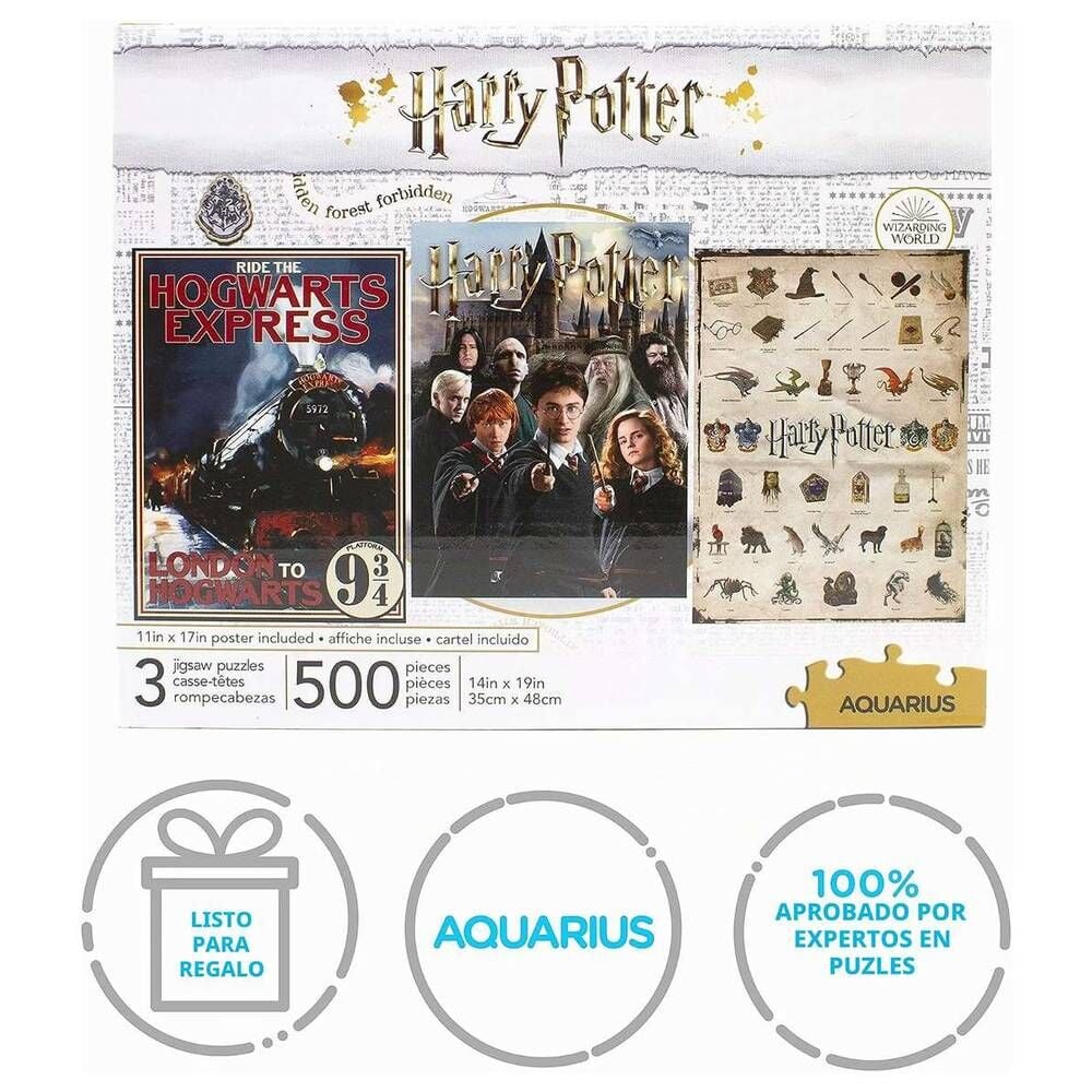 Set 3 Puzzles Harry Potter 500pzs AQUARIUS