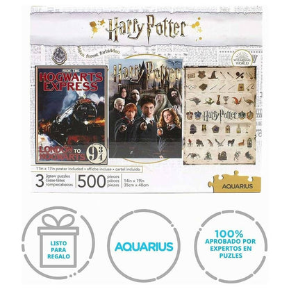 Set 3 Puzzles Harry Potter 500pzs AQUARIUS