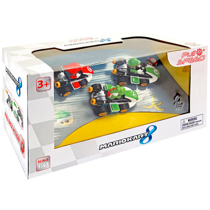 Set 3 coches Pull Speed Mario Kart Mario Luigi Yoshi CARRERA