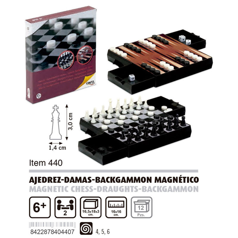 Ajedrez Damas Backgammon Magnetico cuadrado CAYRO